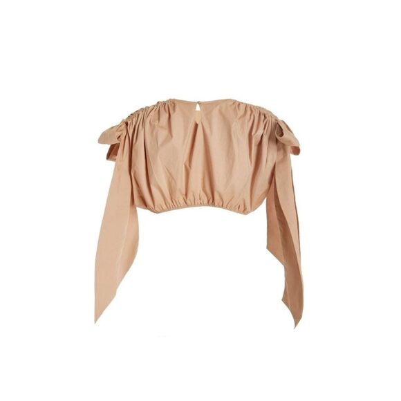 NWT Andrea lyamah Women's Halima Cropped Top in Nude Size Medium MSRP 195 - Picture 2 of 5